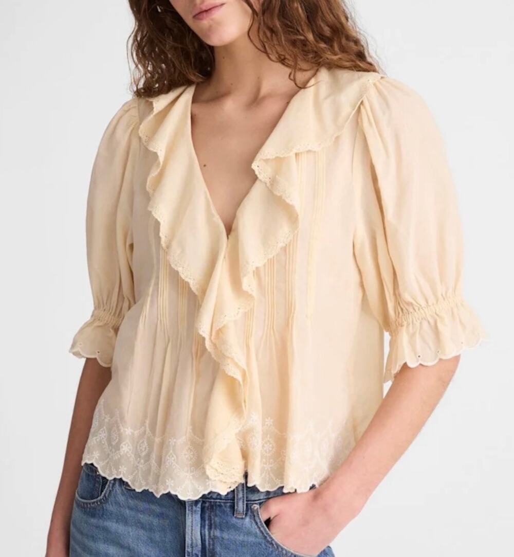 Madewell Marzipan Ruffle-Front Blouse